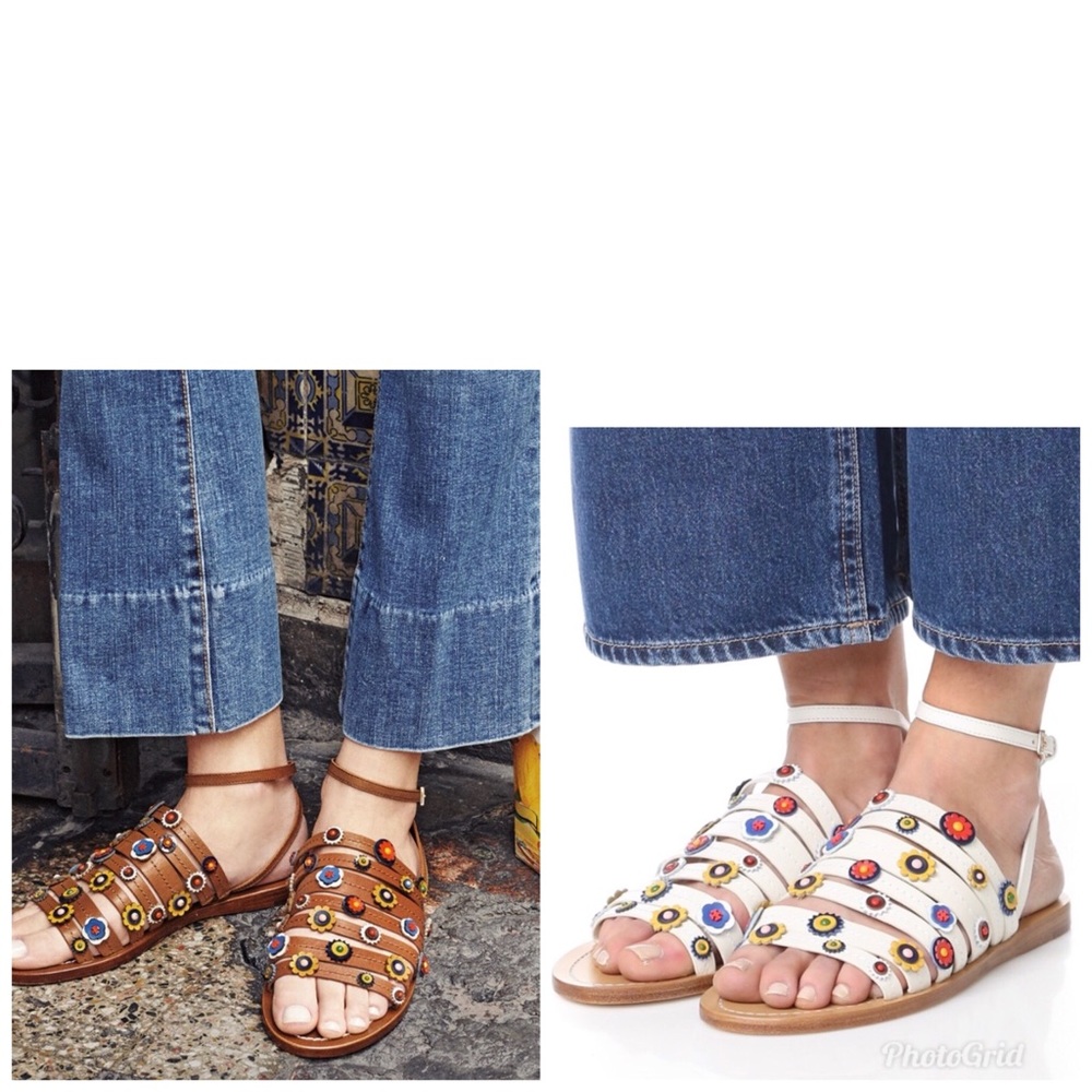 Tory Burch Floral Marguerite Flat Sandals Size 9 - Picture 10 of 10